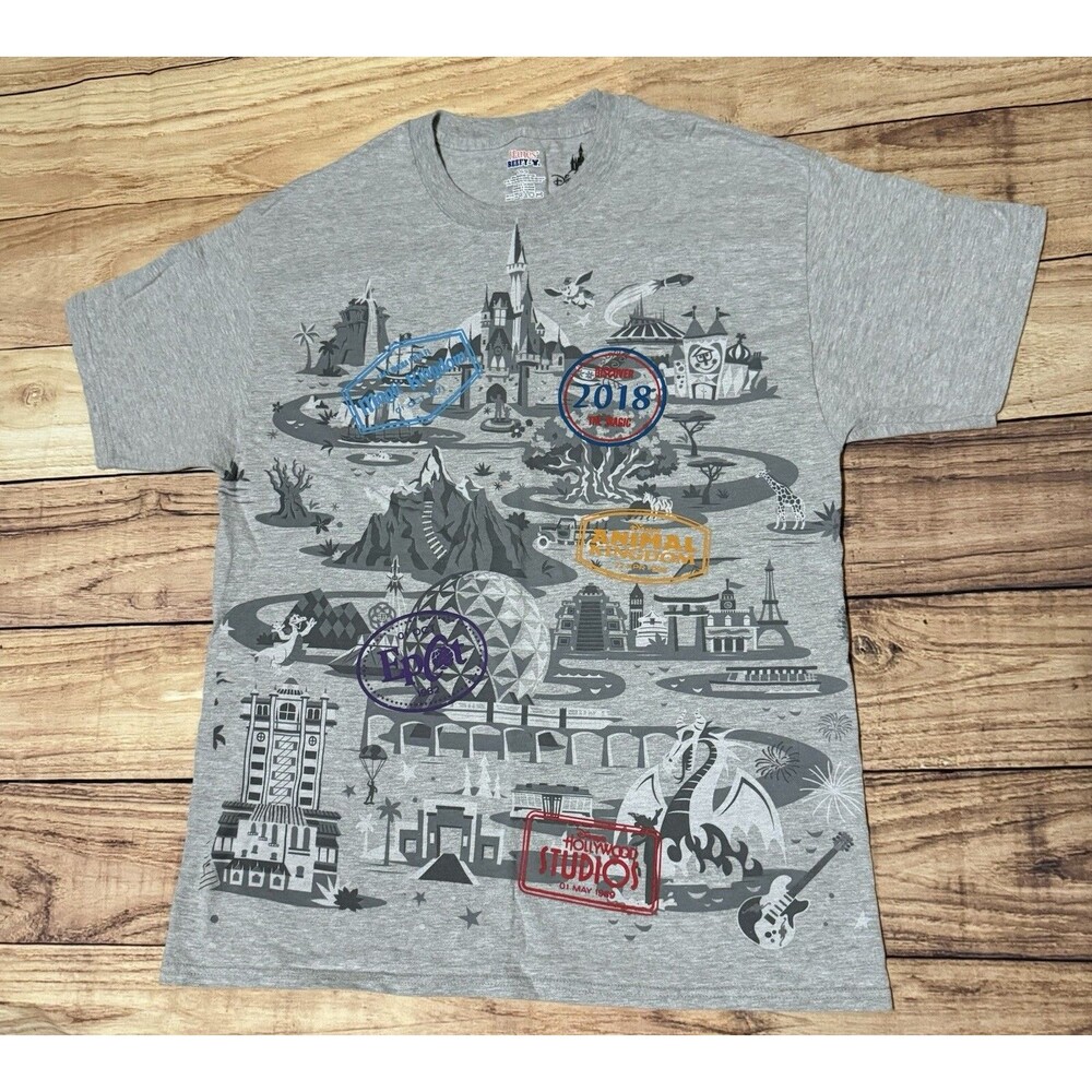 2018 Disneyland Resort Exclusive Map Of The Parks T-Shirt Mens Size Large L
